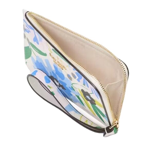 NWT Kate Spade Lucy Floral Small L-Zip Wristlet - Cream Multi - Picture 3 of 4